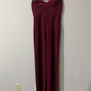 Strapless Burgundy Jumpsuit
